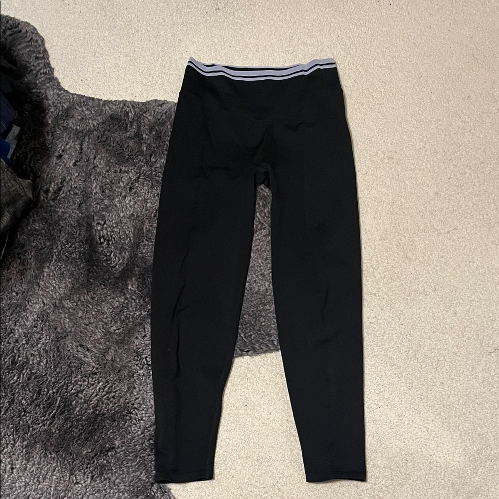 PINK Victoria's Secret Black Leggings with White Stripe